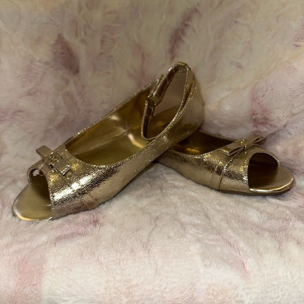Michael Kors Gold Flats with Shimmery Finish